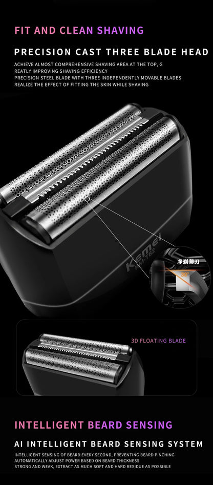 KEMEI km-t82 Usb Reciprocating Electric Shaver Washable Digital Display