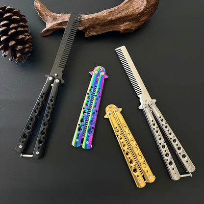 Foldable Comb Stainless Steel Practice Training Butterfly Comb