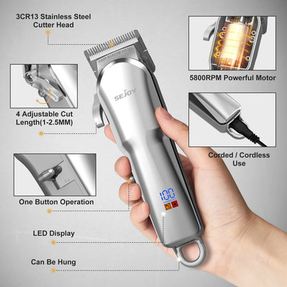 Electric Hair Trimmer 5800RPM Professional Rechargeable Shaver