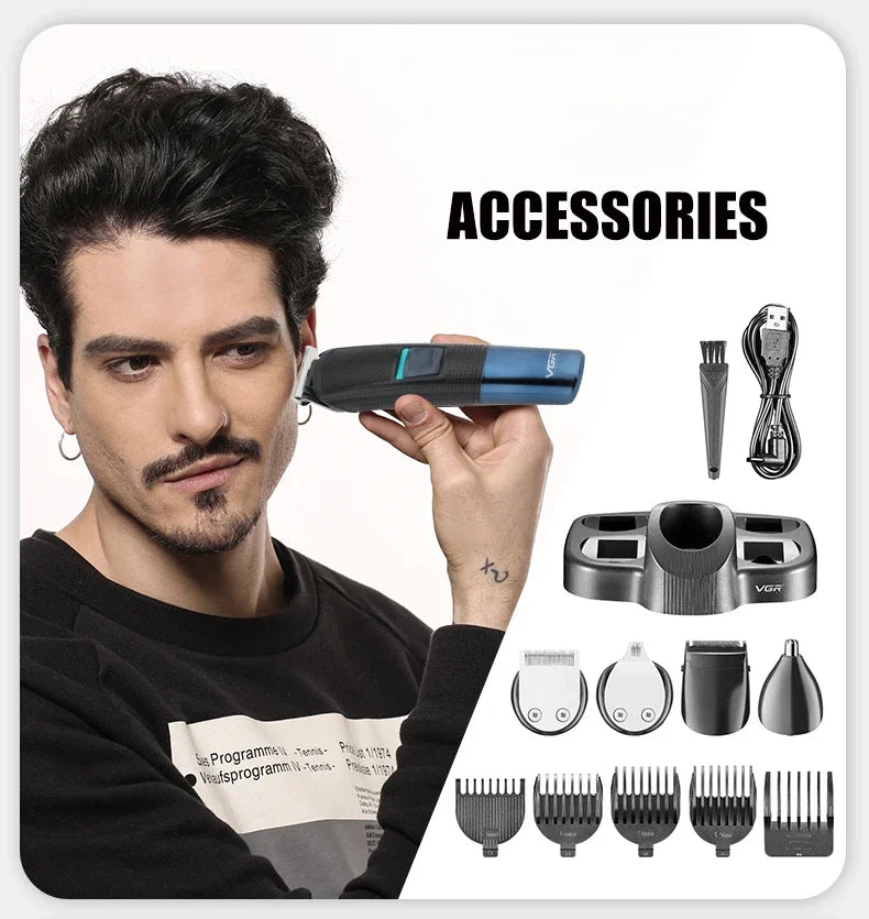 VGR All In One Beard Hair Trimmer For Men Grooming Kit