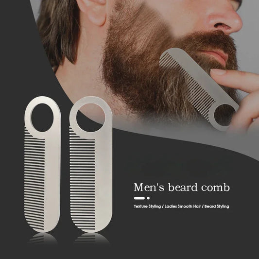 Stainless Steel Men's Beard Comb Portable Mini Oil Head