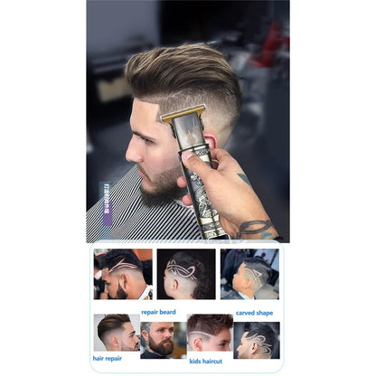 Electric Barber T9 Upgraded LCD Rechargeable Retro Oil Head