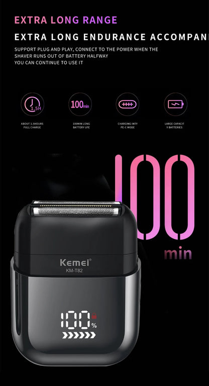 KEMEI km-t82 Usb Reciprocating Electric Shaver Washable Digital Display