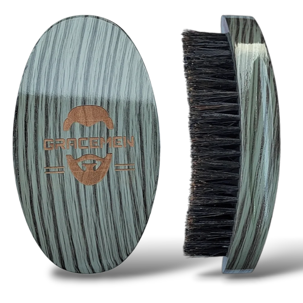 Gracemen 360 Wave Brush Afro Men Curved Wooden Handle