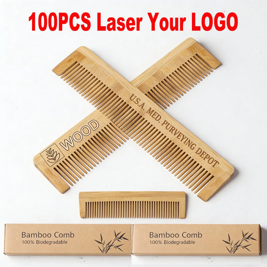 Customized LOGO Bamboo Comb Wood Pocket Beard Comb