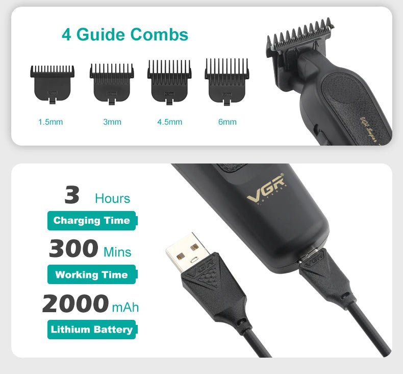 VGR Hair Trimmers Professional Barber Cordless Clippers V-995