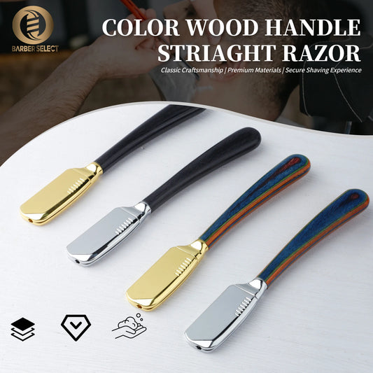 New Pro Color Wood Handle Barber Straight Razors Manual