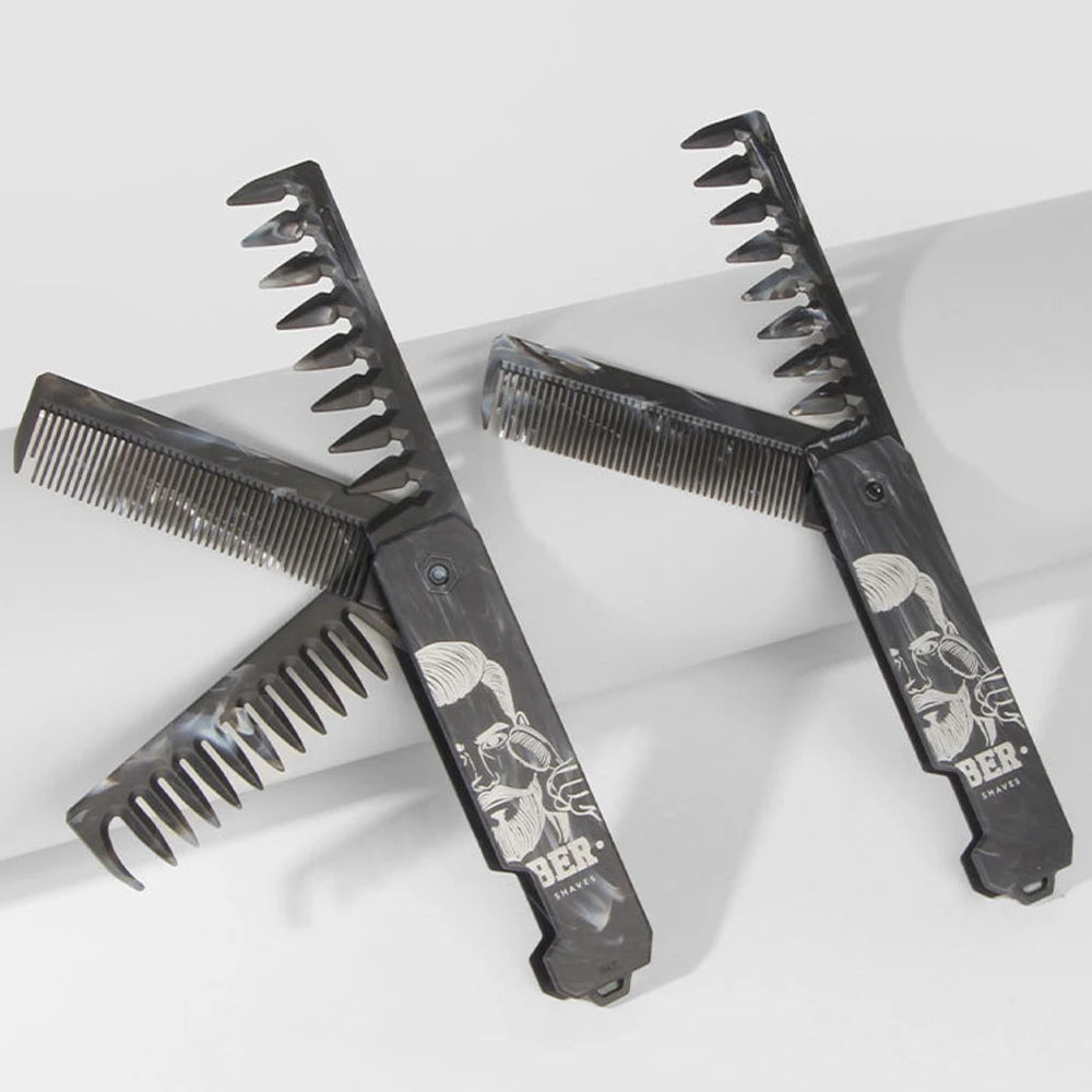 3 in 1 Carving Pattern Mini Folding Combs Portable Wide