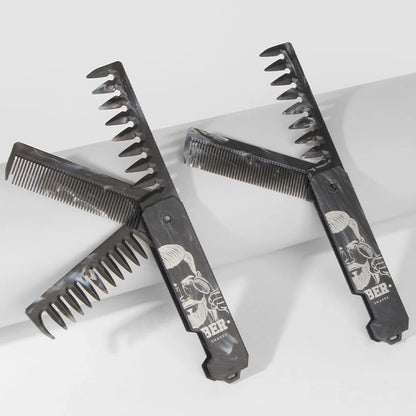 3 in 1 Carving Pattern Mini Folding Combs Portable Wide