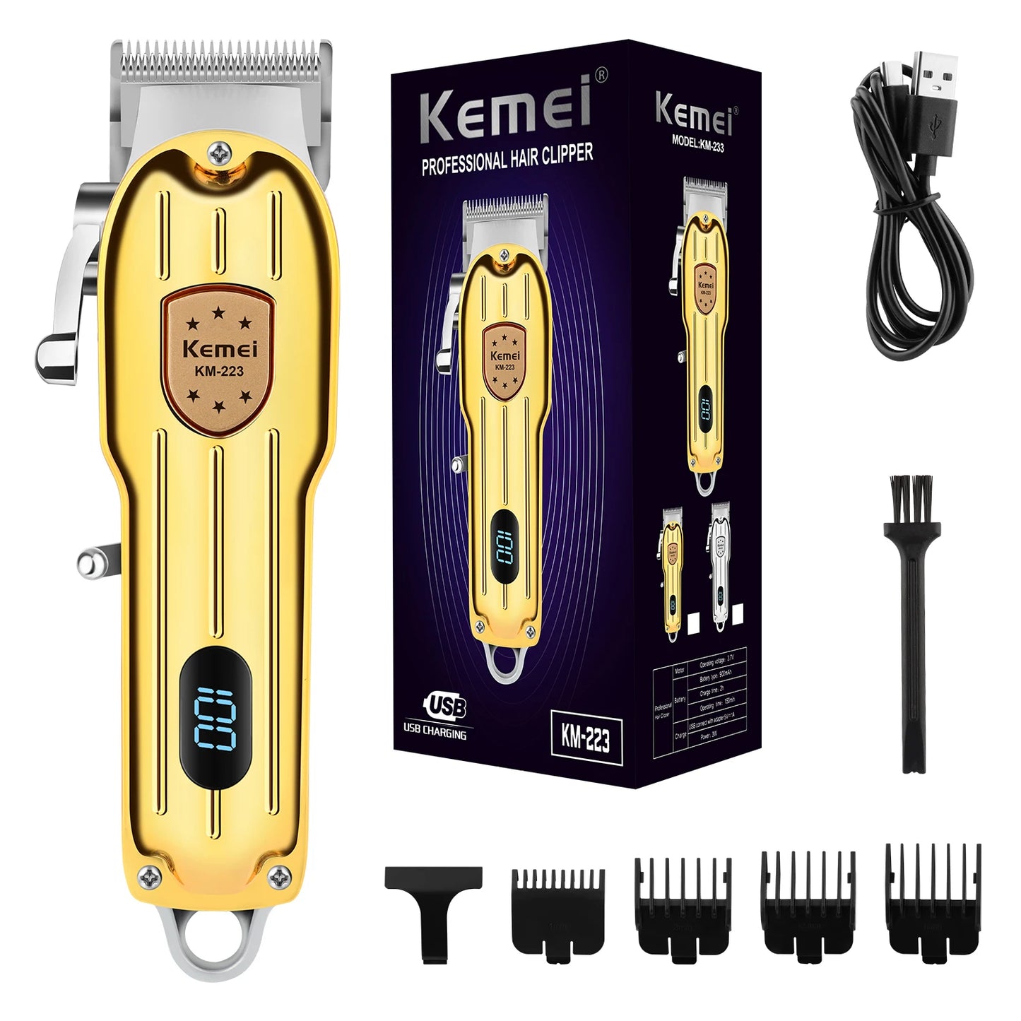 KEMEI Professional Men's Hair Clippers Zero Gapped Gold km-223