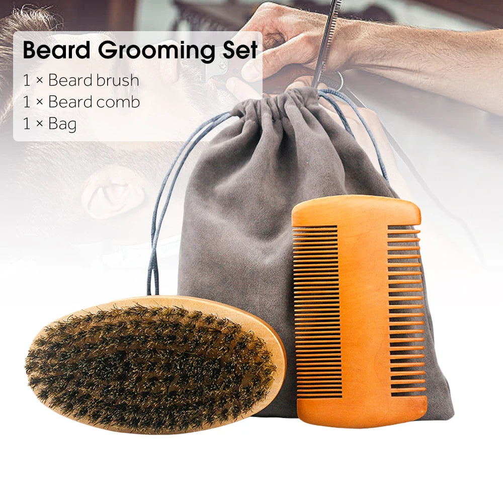 Boar Bristle Wood Beard Brush Hairdresser Shaving Tools