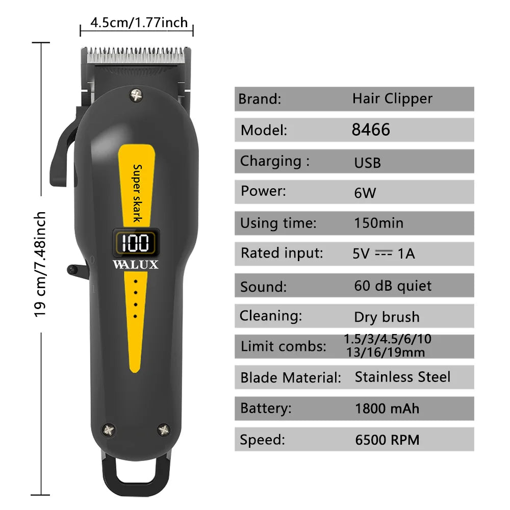 Professional Barber Hair Clipper Lithium Battery USB Chargeable Trimmer