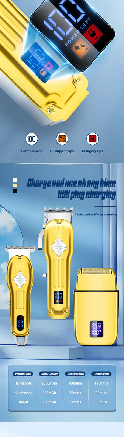 RESUXI 973 3 in 1 Professional Electric Hair Clipper and Shaver Set