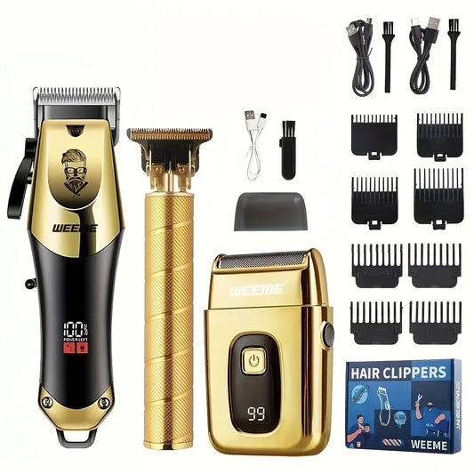 USB Rechargeable Hair Clippers for Men, Three-piece Set