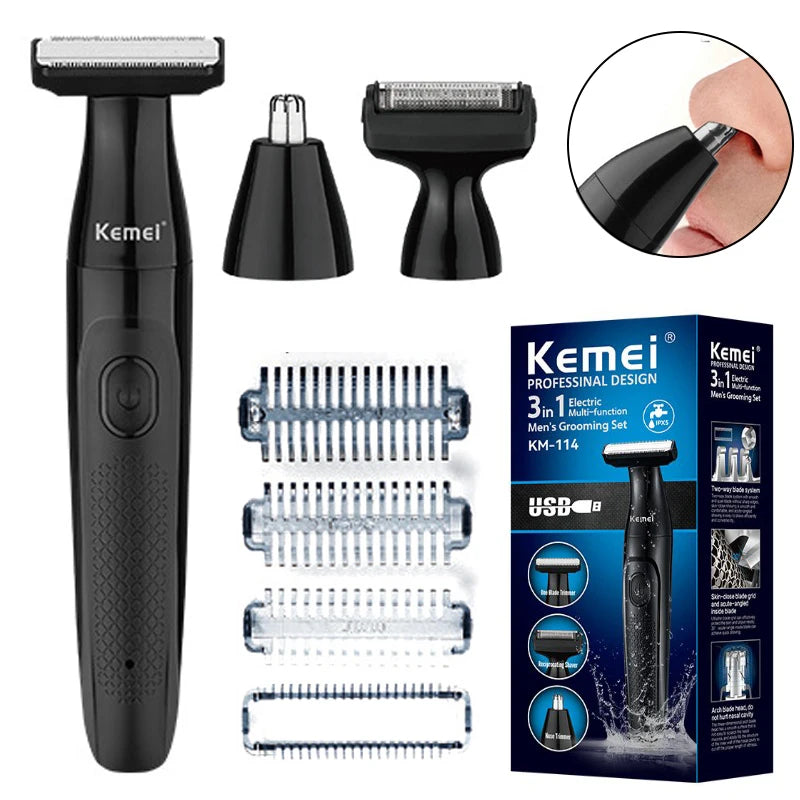 KM-114 3in1 Electric shaver for men wet dry electric razor