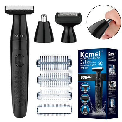 KM-114 3in1 Electric shaver for men wet dry electric razor