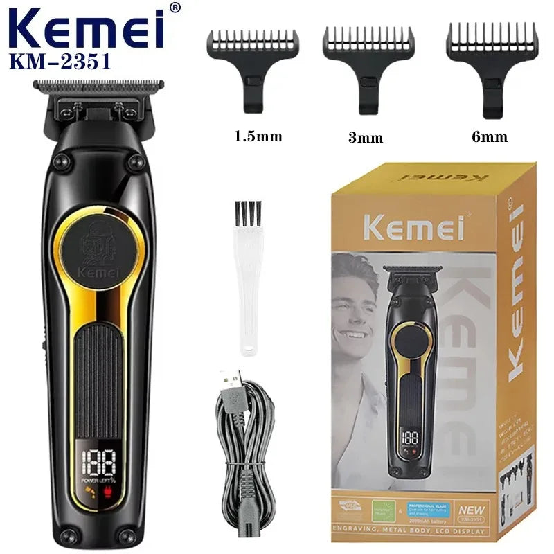KEMEI KM--2351 USB Rechargeable Hair Clippers DLC Blade
