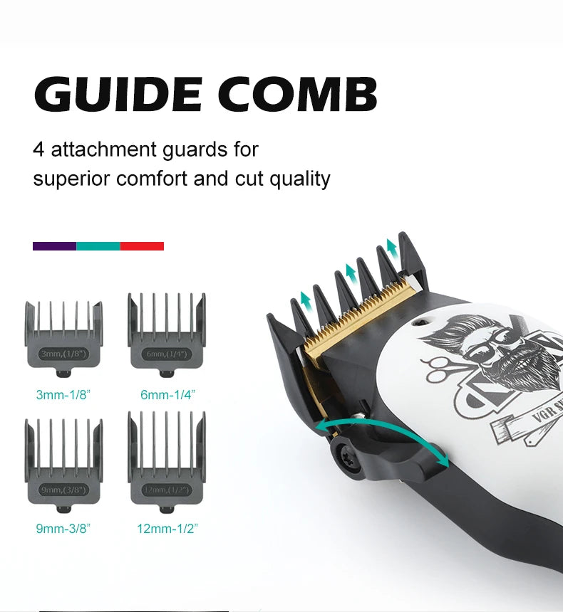 VGR Hair Trimmer Cordless Haircut Machine Electric Beard Clipper