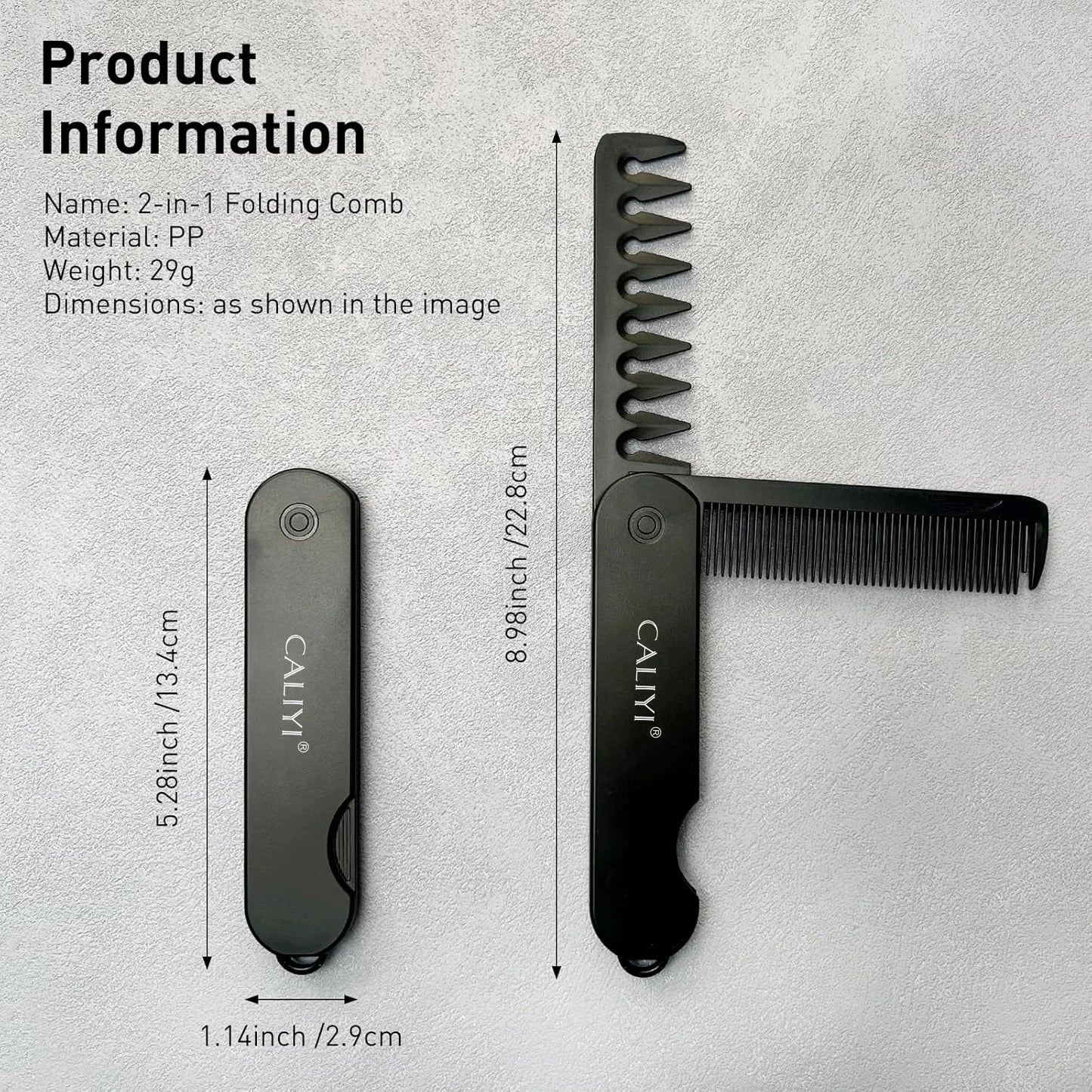2 in 1 Folding Hair Comb for Men, Pocket Comb Mustache