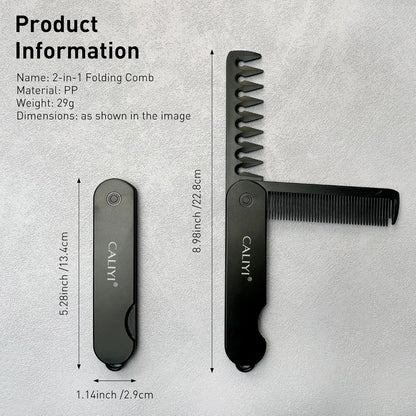 2 in 1 Folding Hair Comb for Men, Pocket Comb Mustache