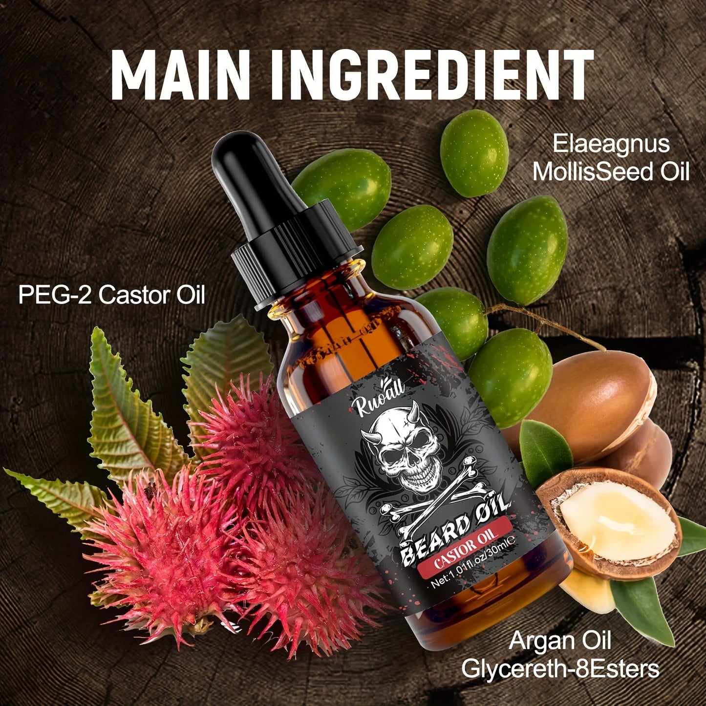 Beard essential oil rich in castor oil Beard Growth