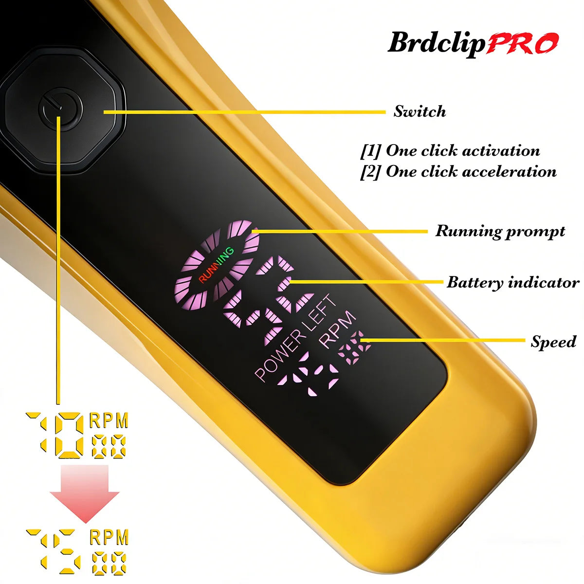Professional Hair Clippers Rechargeable Hair Trimmer BRD-619