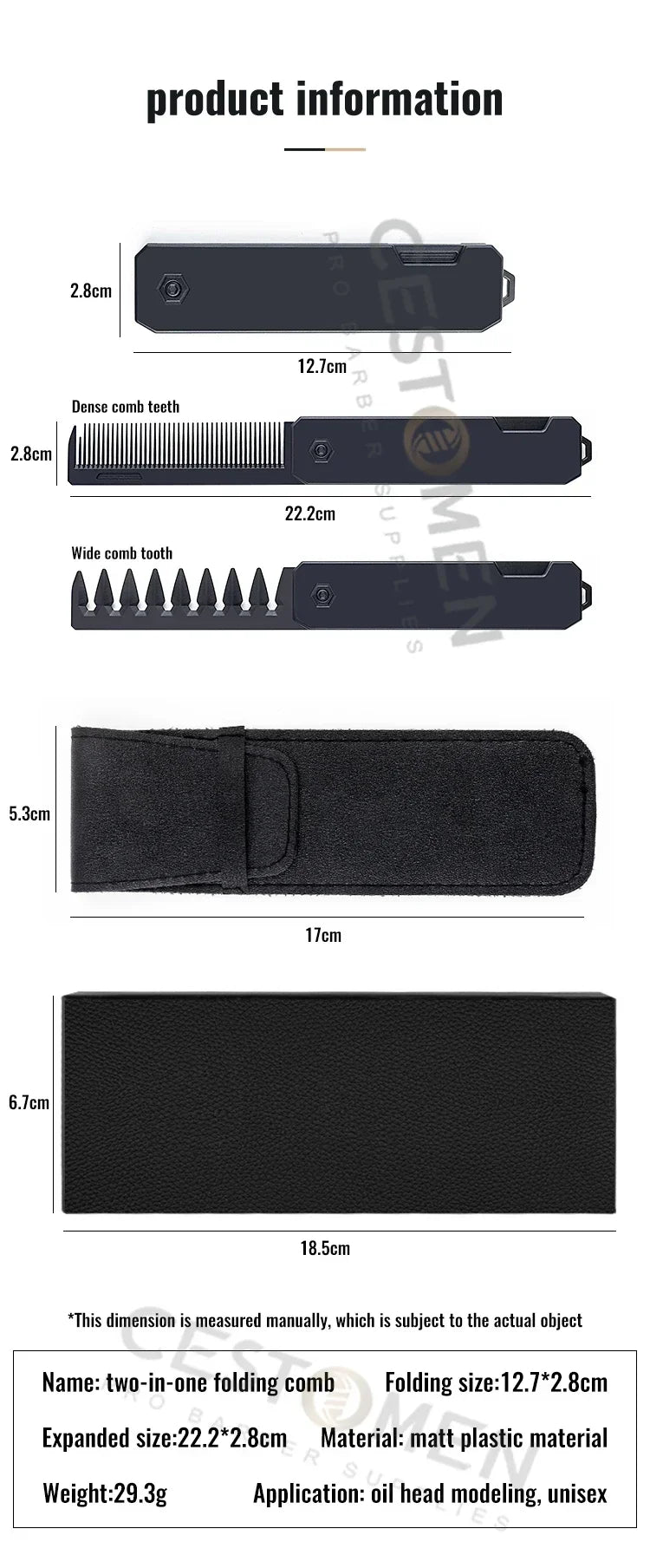 2 in 1 Multifunctional Folding Comb Wide Tooth Detangler Comb