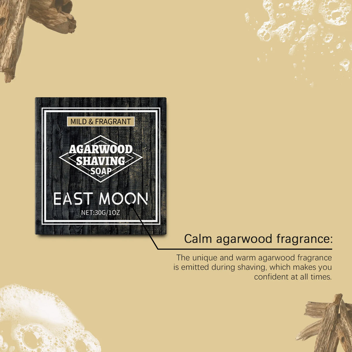 Agarwood Scent Shaving Soap Rich Foam Soothe Shaving