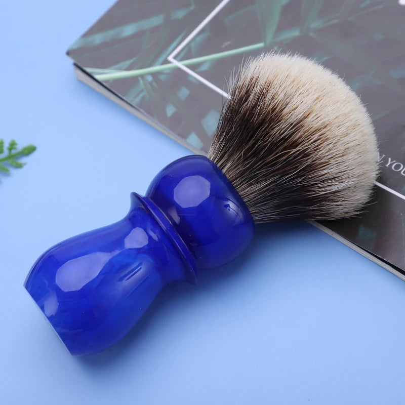 Blue Handle Two Band Badger Hair Mens Shaving Brush