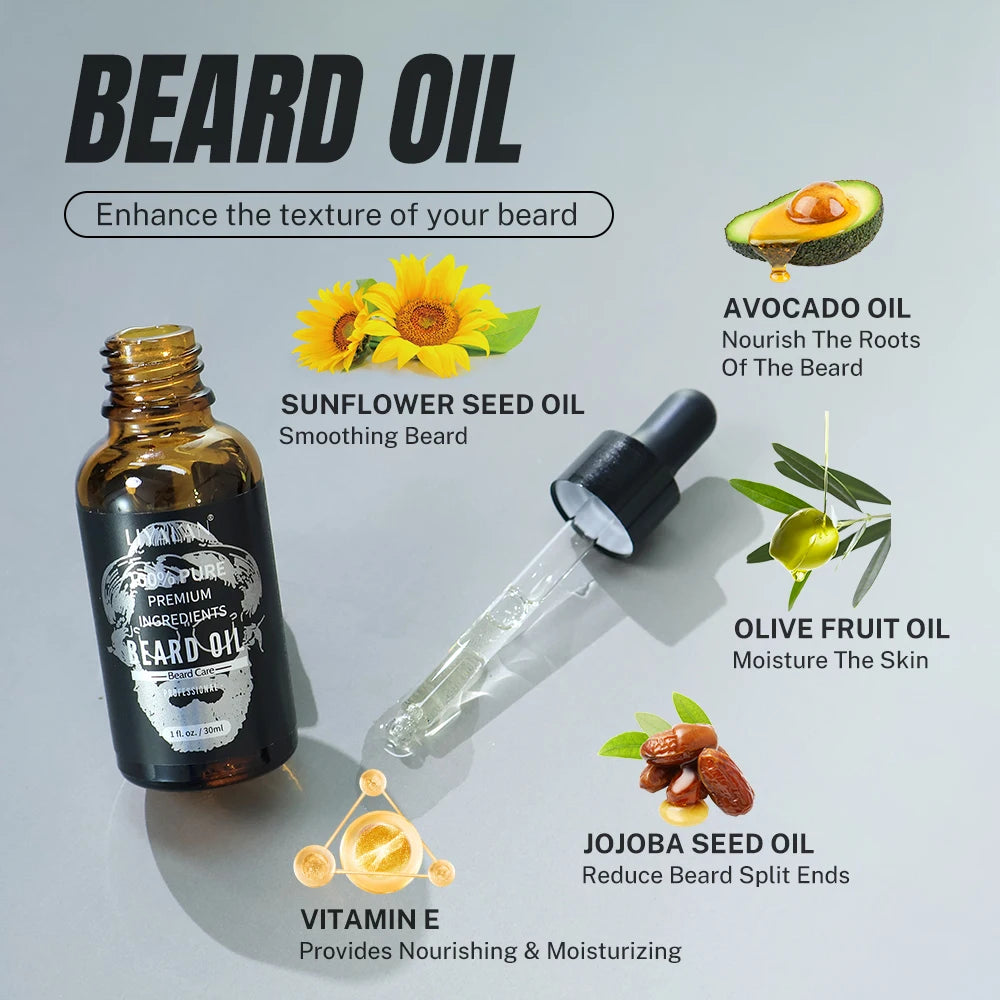 Men Beard Kit Beard Promote Enhancer Mustache Grooming