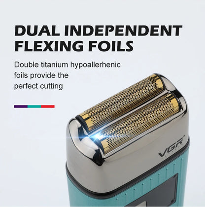 VGR V-357 reciprocating shaver alloy double blade deep cleaning shaver