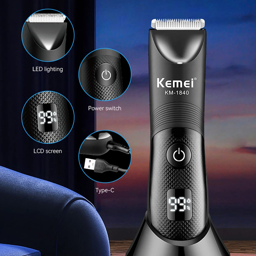 Kemei Electric Groin Ball Hair Trimmer Waterproof Clippers Razor
