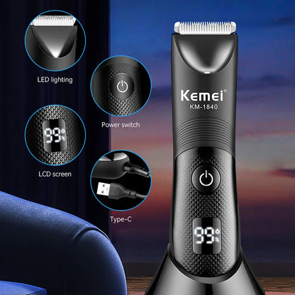 Kemei Electric Groin Ball Hair Trimmer Waterproof Clippers Razor