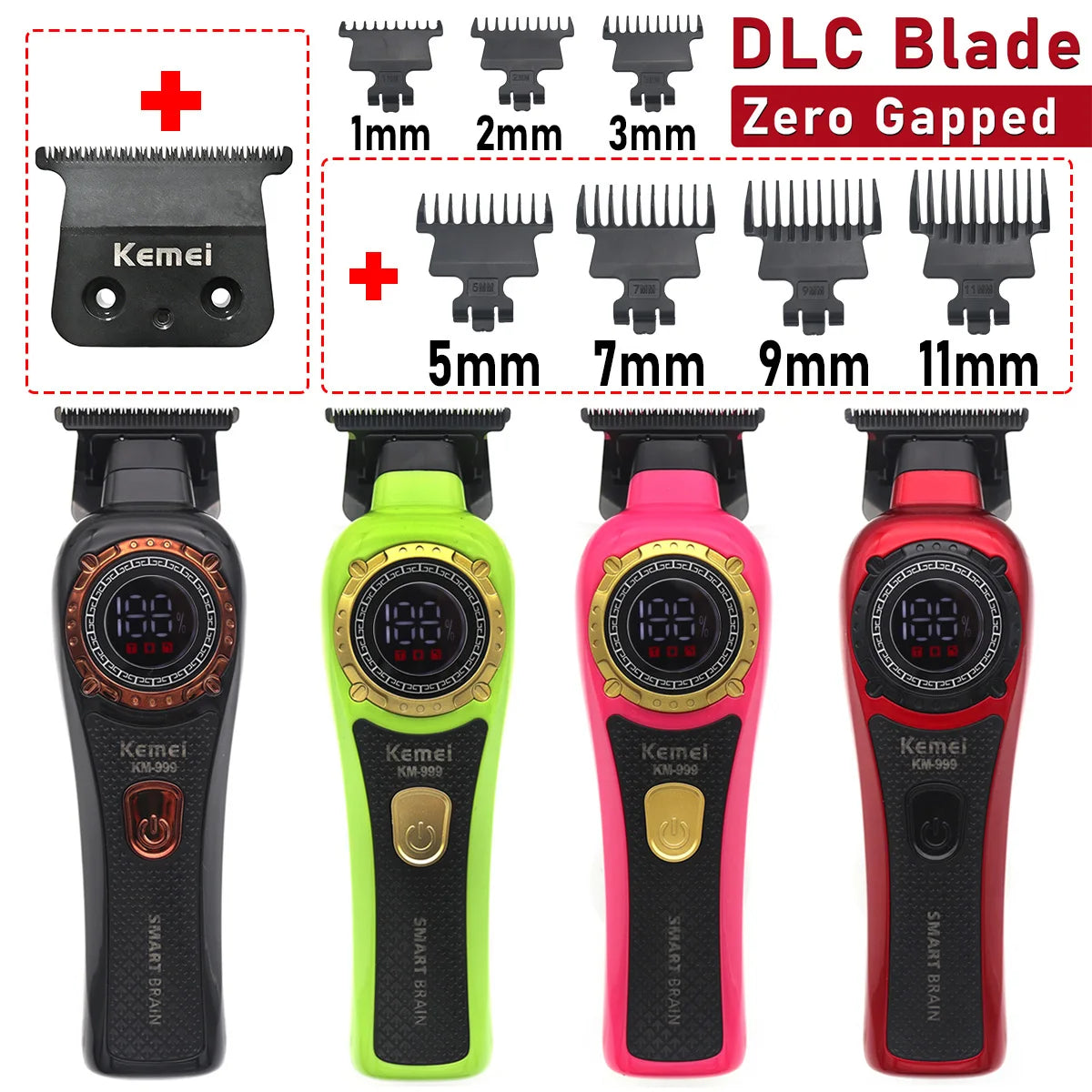 Kemei KM-999 Hair Trimmer for Men DLC T-Blade Zero Gapped