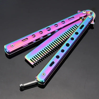 Foldable Comb Stainless Steel Butterfly Knife Comb