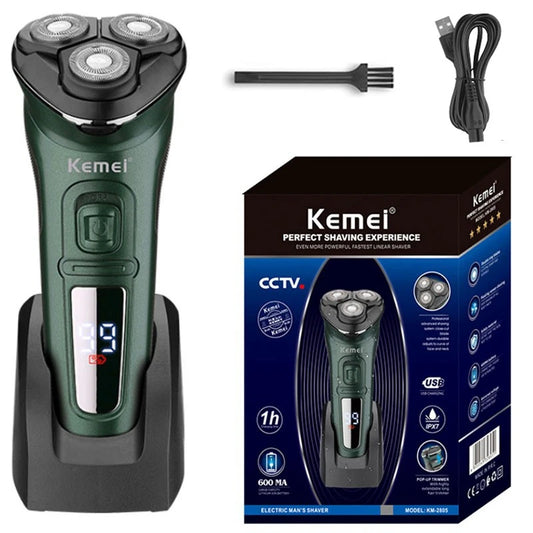 Kemei LCD Dislay Waterproof Electric Shaver For Men