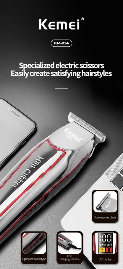 Kemei Professional Hair Trimmer Men's Electric Beard Trimmer KM-034