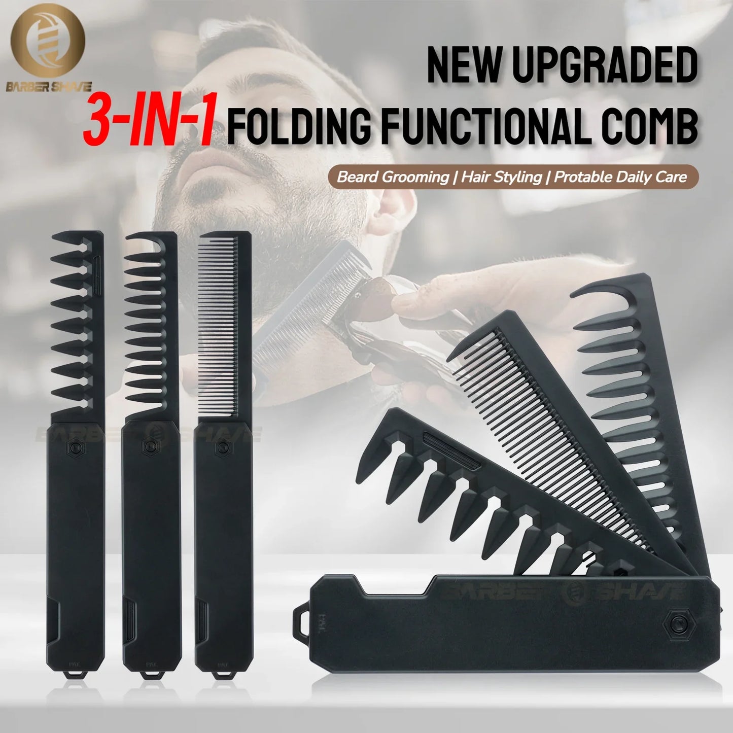 Professional 3 in 1 Pocket Folding Combs Wide Tooth