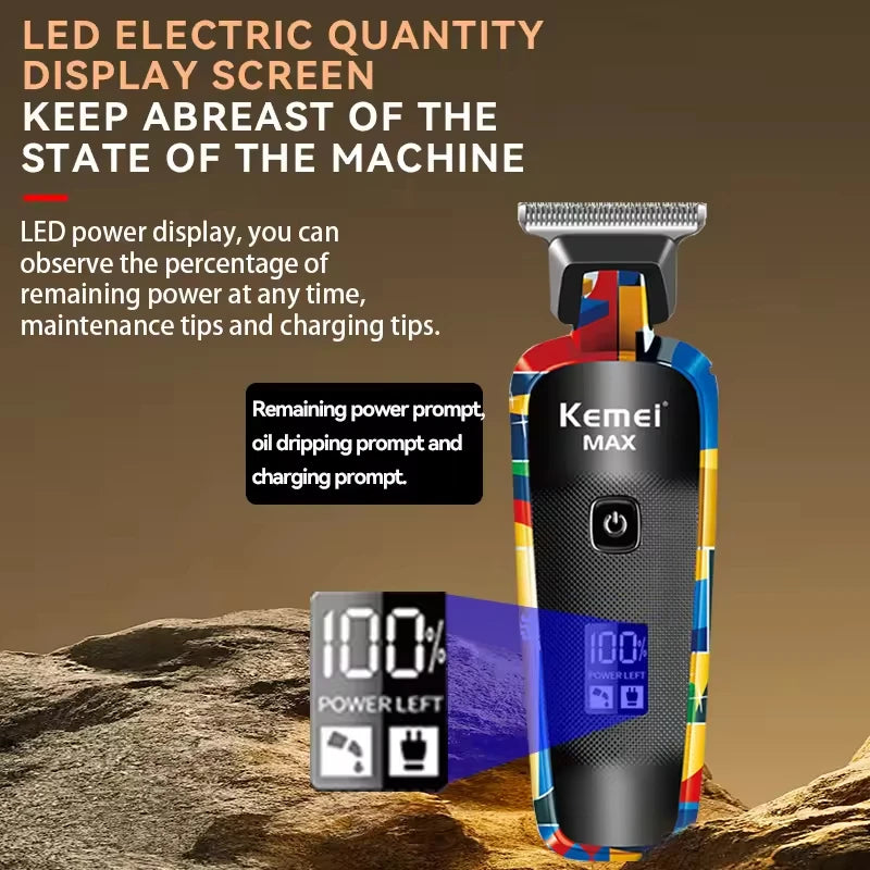 Kemei Rechargeable Graffiti Pattern Electric Hair Clipper