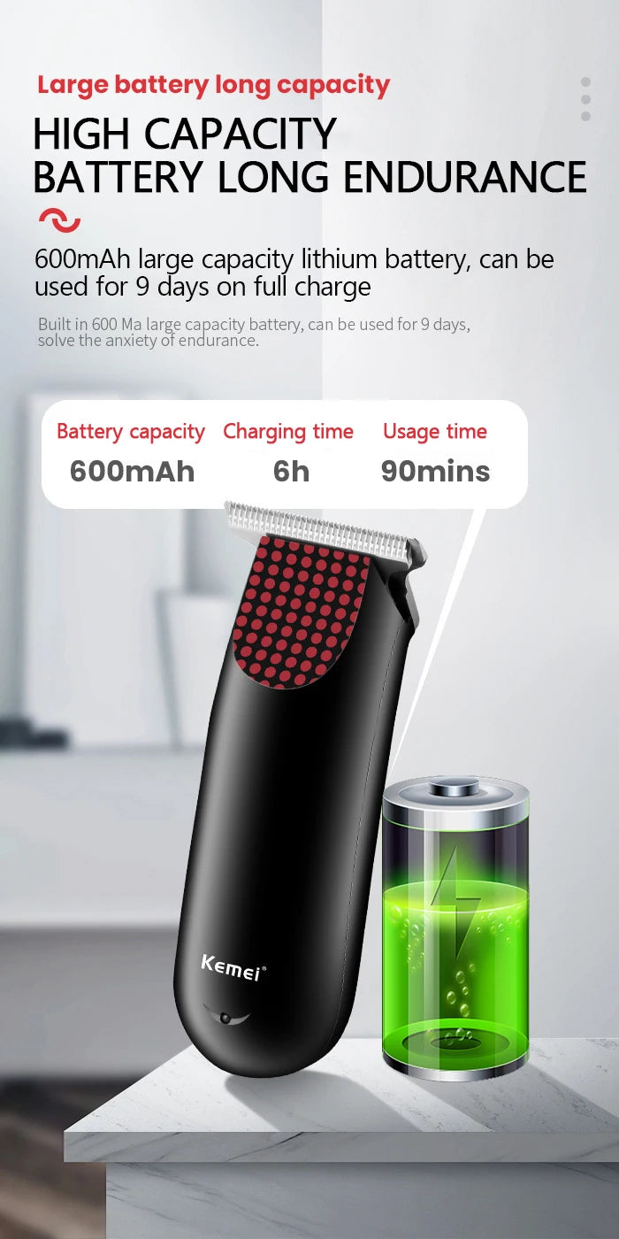Kemei 889 Professional Pocket Cordless Hair Clipper Kit