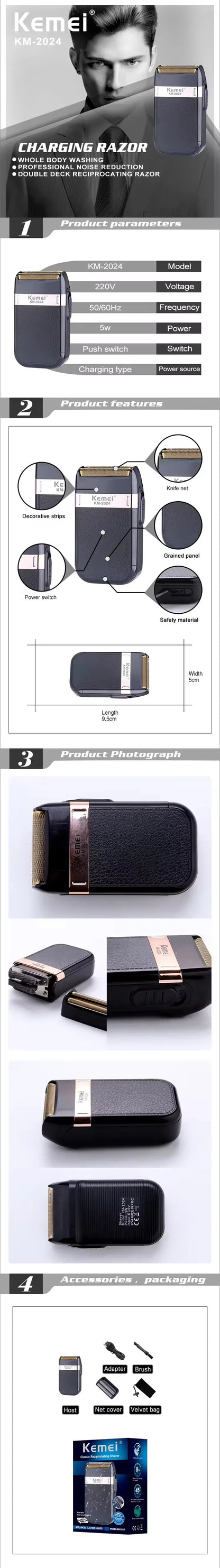 Kemei KM-2296 KM-2024 Hair Clipper Hair Trimmer Shaver KM-2299