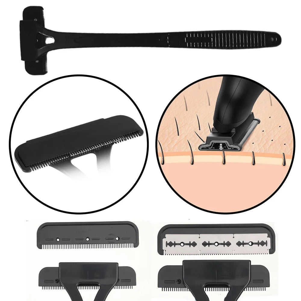 Black Men's Foldable Back Shaver Razor Trimmer
