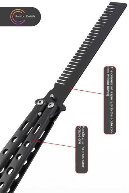 Foldable Comb Stainless Steel Butterfly Knife Comb