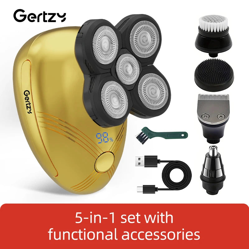 Men's 5-in-1 electric shaver with 5 rotating blades set