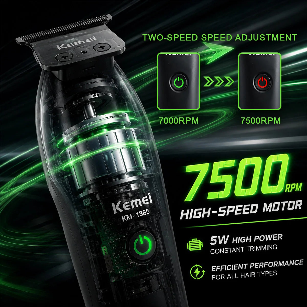 Kemei KM-1385 Electric Hair Clipper for Men T-Blade
