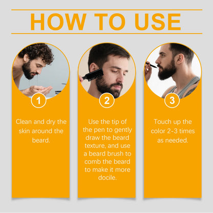 Instant Beard Filler Pen With Brush Comb Disposable Moustache