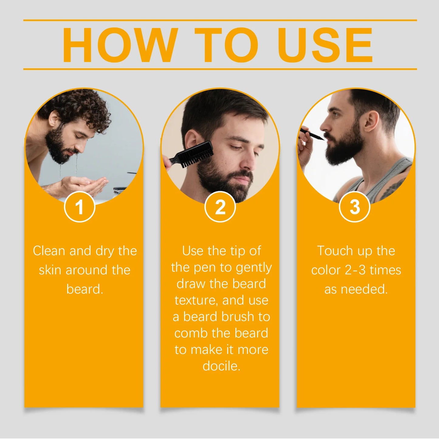 Instant Beard Filler Pen With Brush Comb Disposable