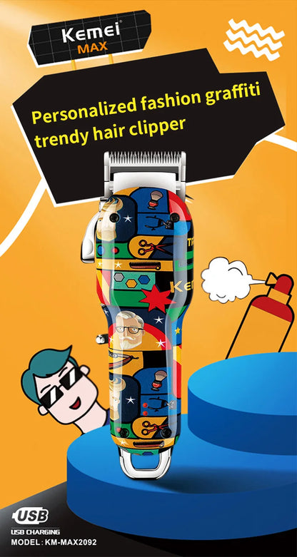 Kemei Graffiti Electric Hair Clipper Kit Men's Electric Shaver