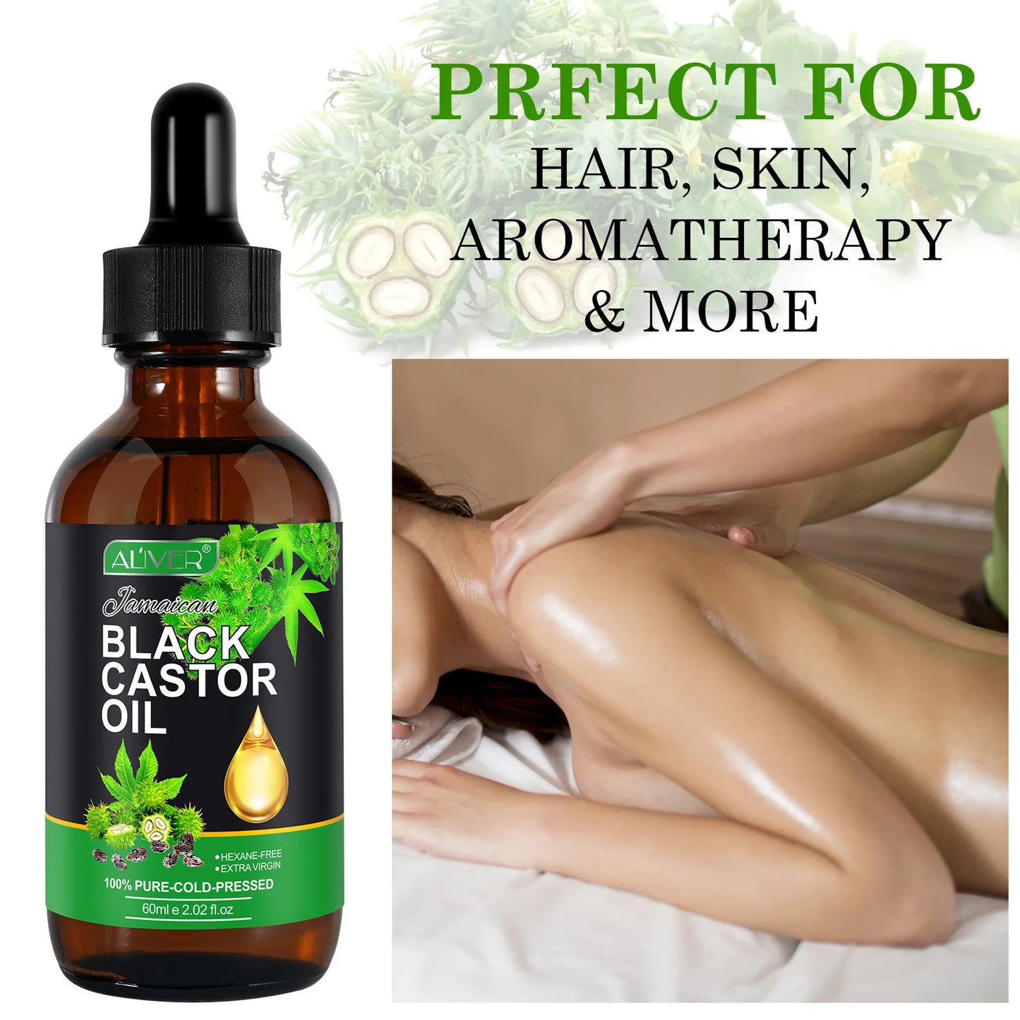 Aromatherapy massage Jamaican Black Castor Oil moisturizes