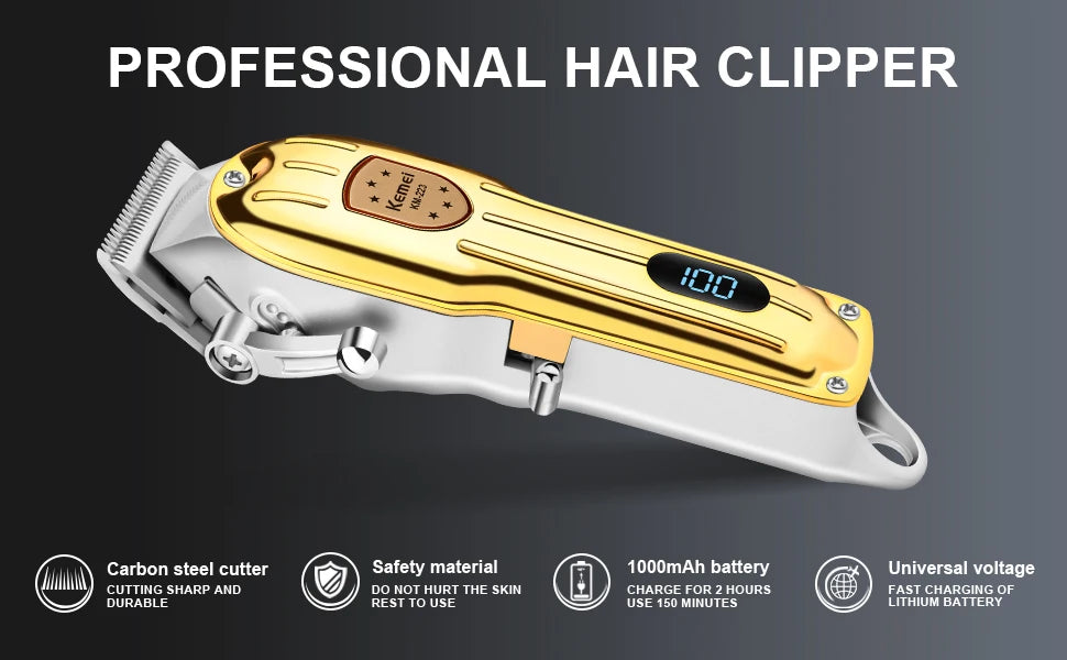 KEMEI Professional Men's Hair Clippers Zero Gapped Gold km-223